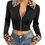 Thumbnail: Leopard Print Crop Jacket Jacket w/fur Trim