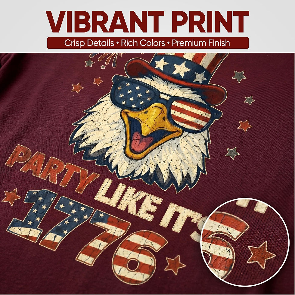Thumbnail: Patriotic Eagle Red T-Shirt for Men - Party Like It's 1776 - USA Flag Bald Ea...