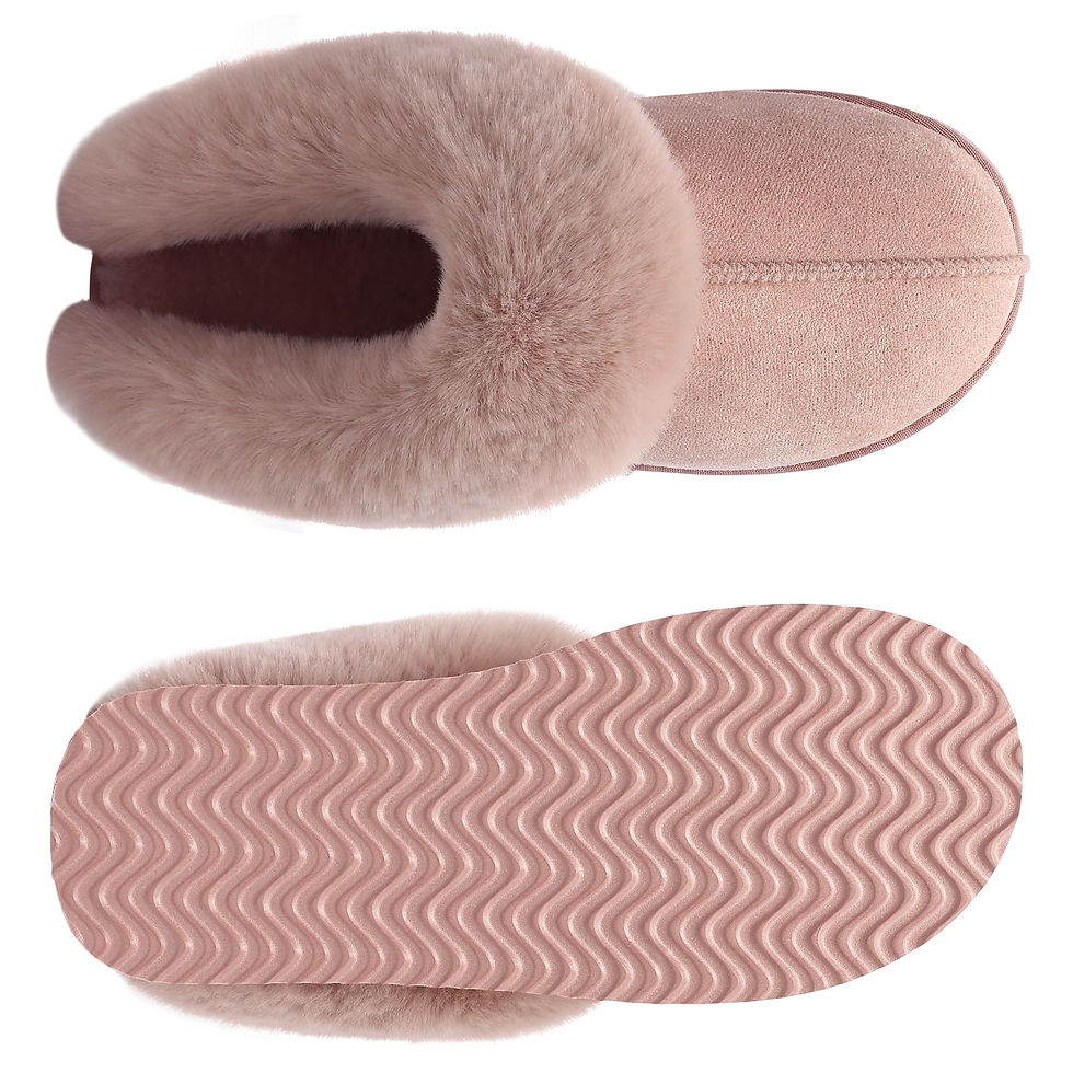Thumbnail: Fuzzy Memory Foam Suede House Slippers for Women