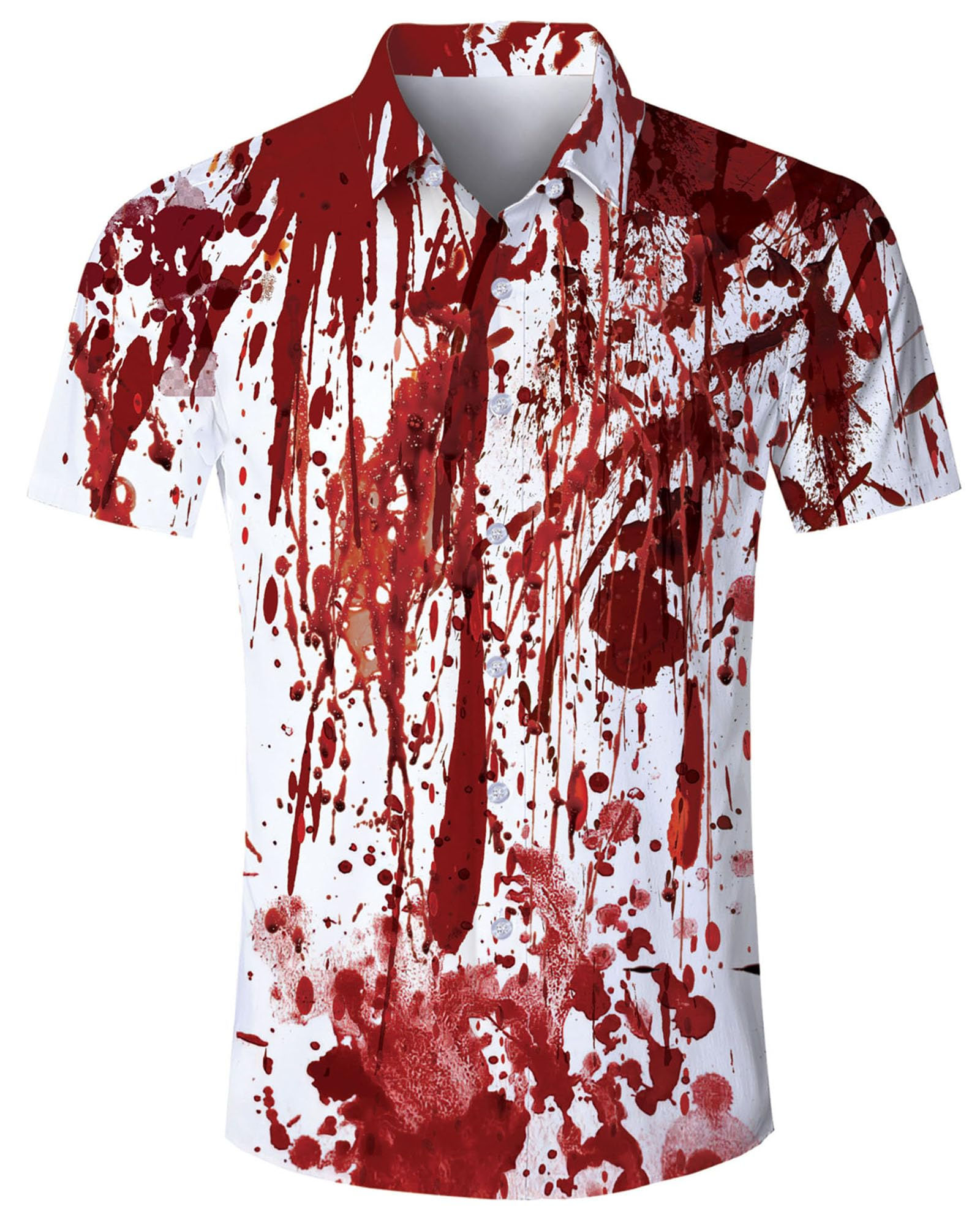 Halloween Scary Bloody Button Down Short-Sleeve Shirt for Men