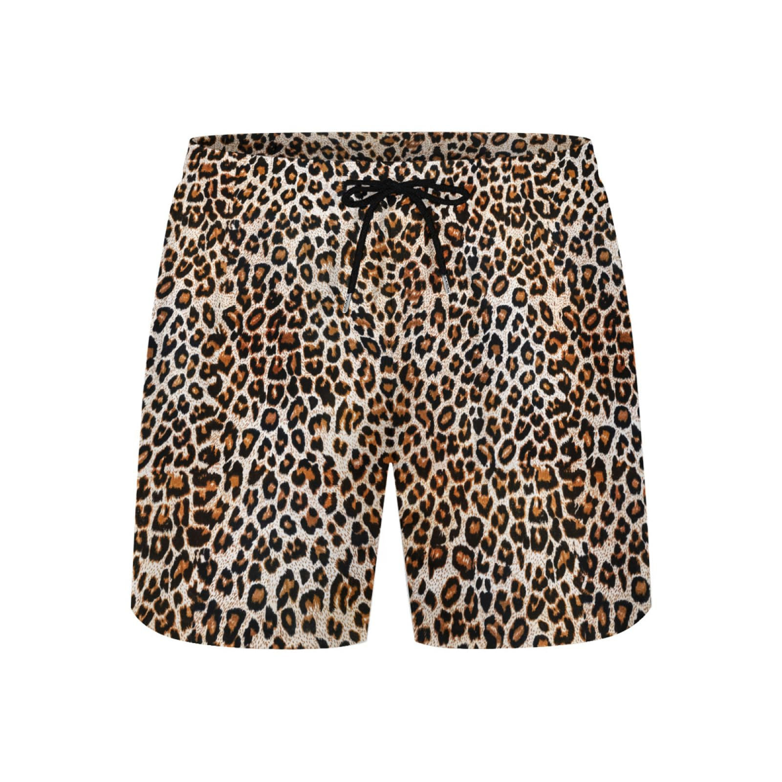 KSLIDS Leopard Print Mens Swim Trunks with Compression Liner Cheetah 2-in-1 S...