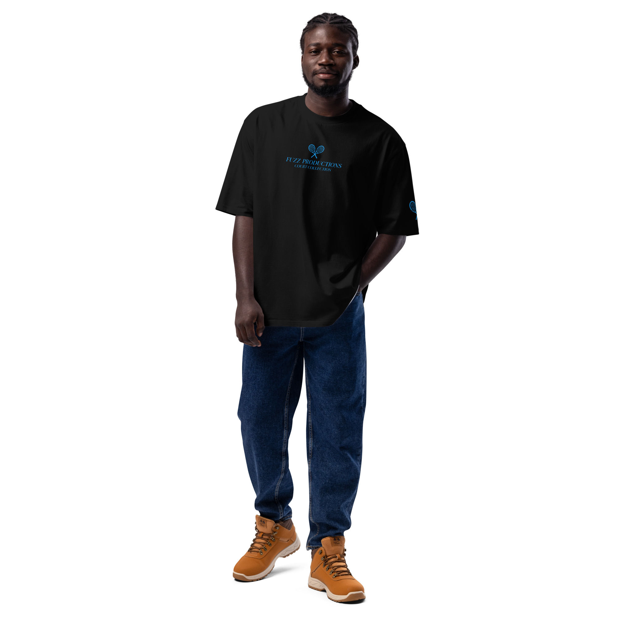 Fuzz Productions Court Collection Blue Oversized heavyweight t-shirt