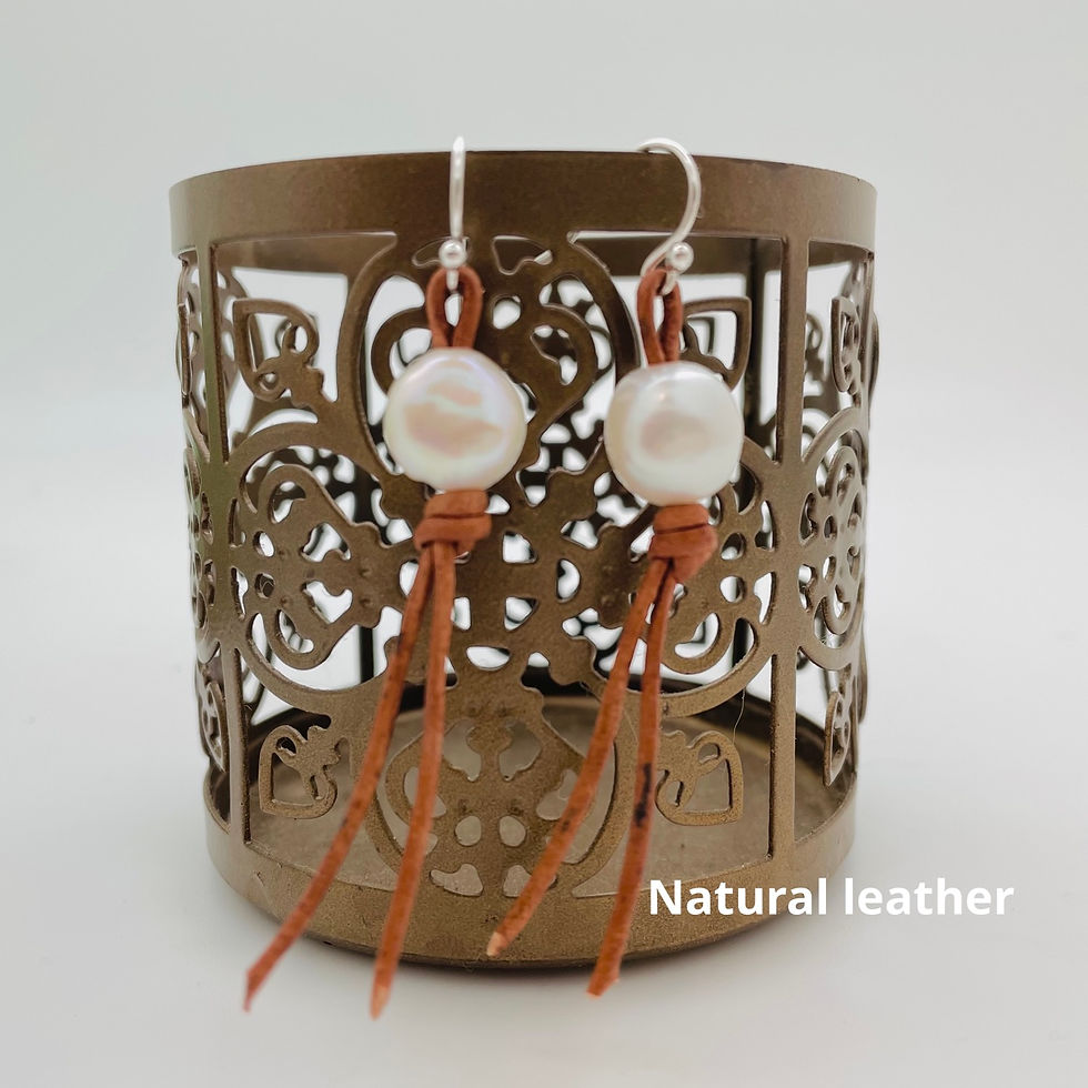 Thumbnail: Fringe Leather & Pearl Earrings