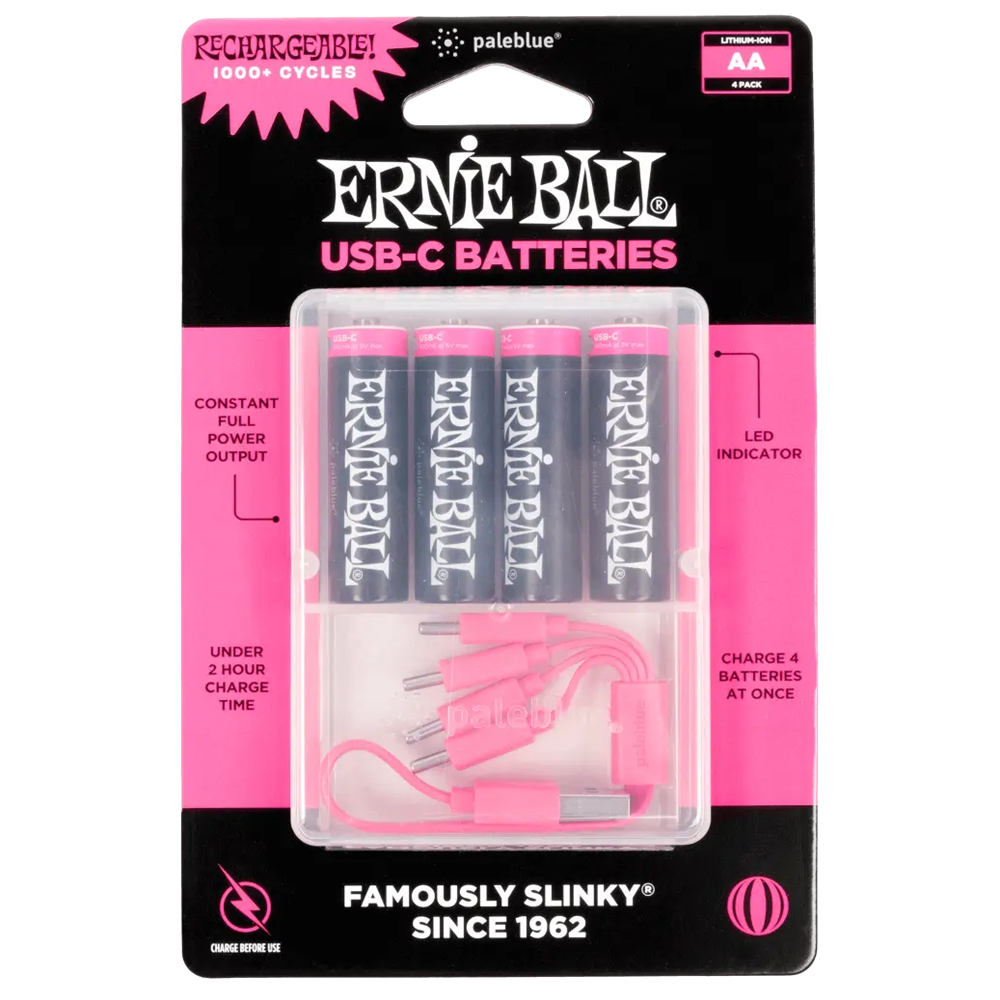 Ernie Ball 9643EB 4 piles AA rechargeables (USB-C)