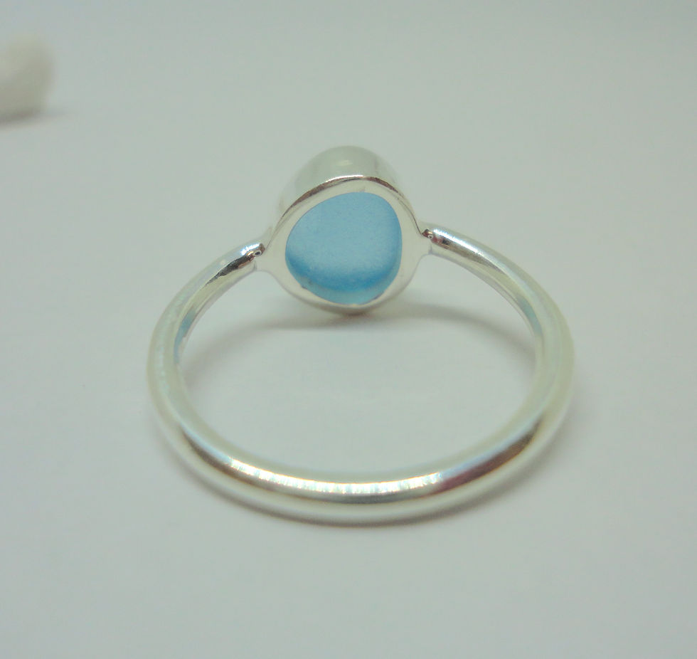 Thumbnail: Thin Minimalist Light Blue Sea Glass Ring