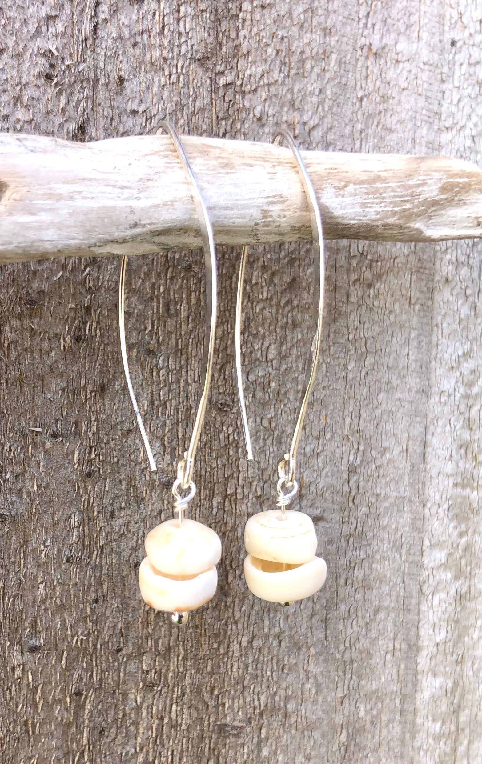 Hawaiian Puka Shell Eclipse Drop Earrings