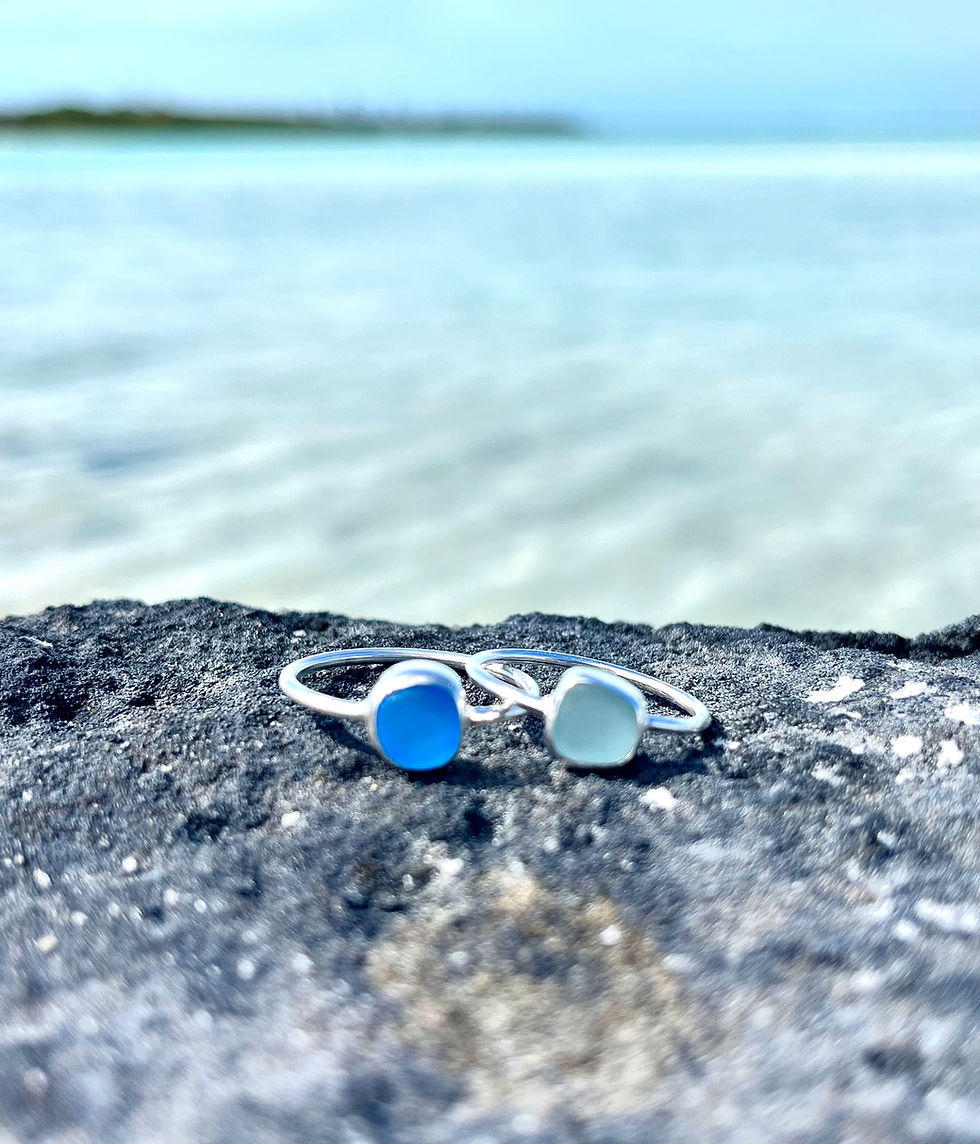 Thumbnail: Minimalist Sea Foam Green Sea Glass Ring