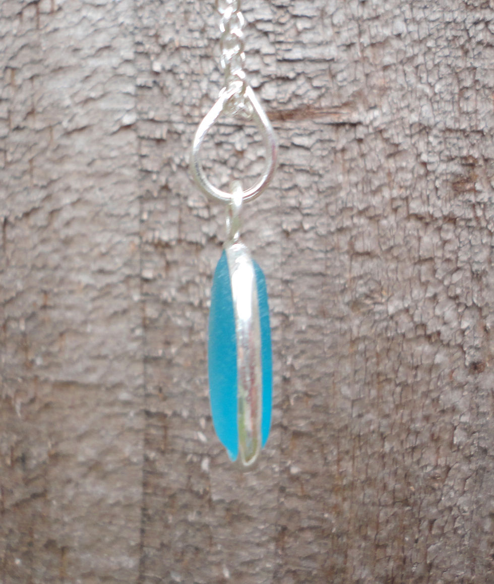 Thumbnail: Cornflower Blue Bezeled Sea Glass Necklace