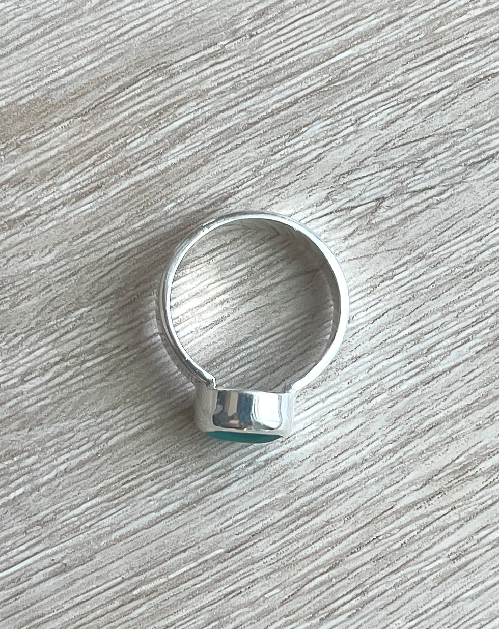 Thumbnail: Sea Glass Ring Sterling Silver Wide Band Ring
