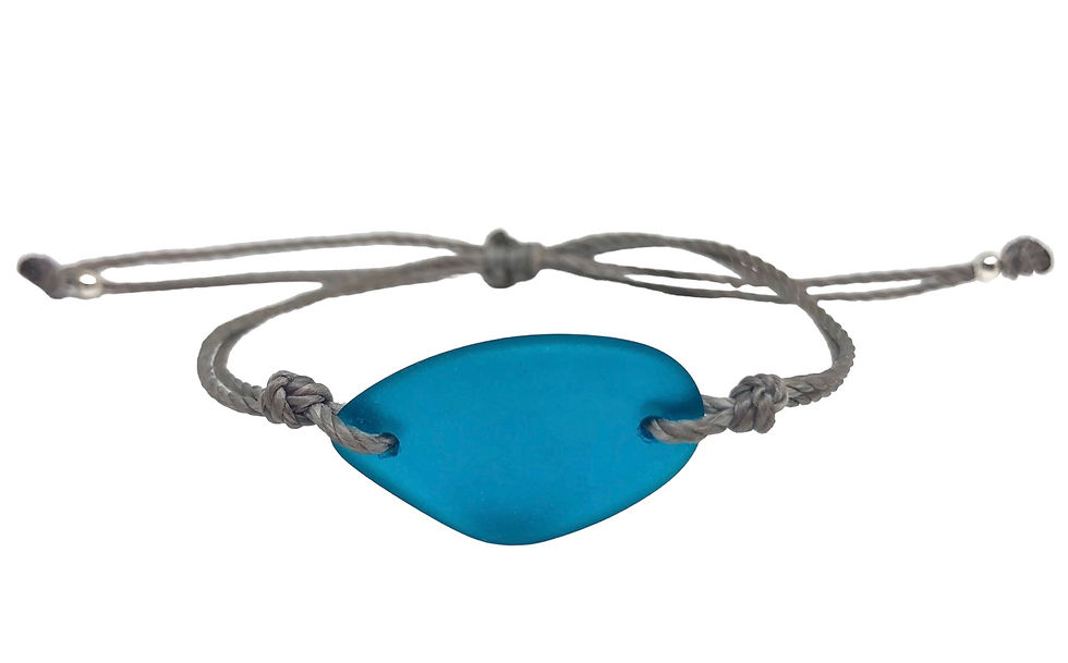 Thumbnail: Teal Sea Glass Piece Adjustable Bracelet