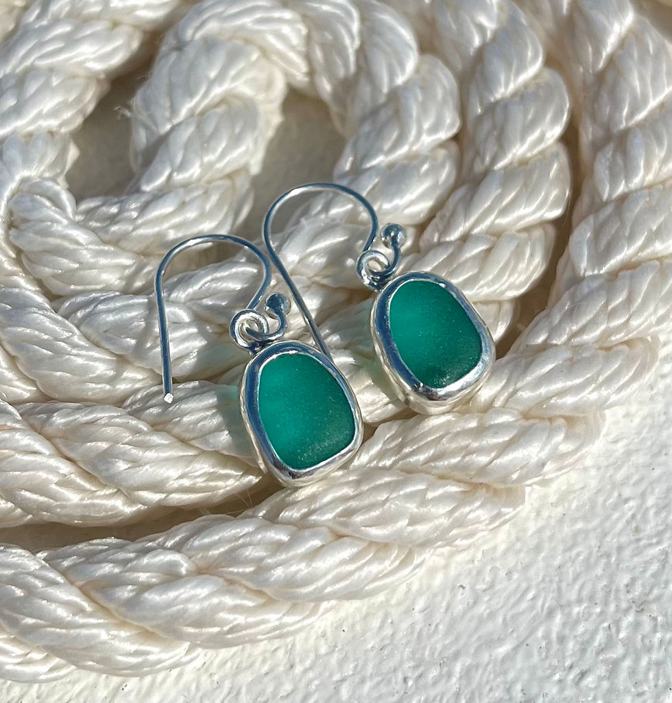 Thumbnail: Bezel Drop Sea Glass Earrings- Beach Jewelry Gift