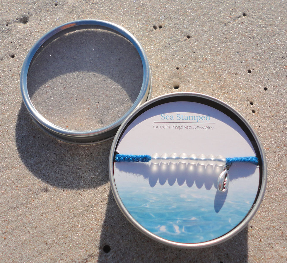 Thumbnail: Silver Cowrie Sea Glass Bracelet-Adjustable Blue Thread Bracelet