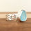 Thumbnail: Sky Blue Hammered Sea Glass Thick Band Ring