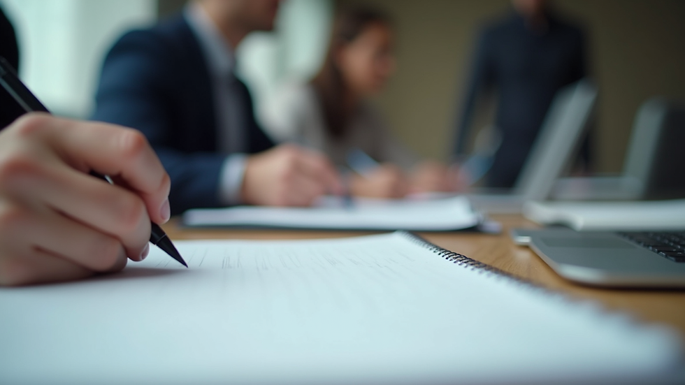 Eye-level view of a professional writing notes during a training session