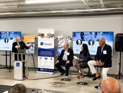 L-R: Tom Ballard, PYA; Robert Ferber, Xos Trucking; Savannah Robertson, Drive Electric TN; Sam Wills, TDECD