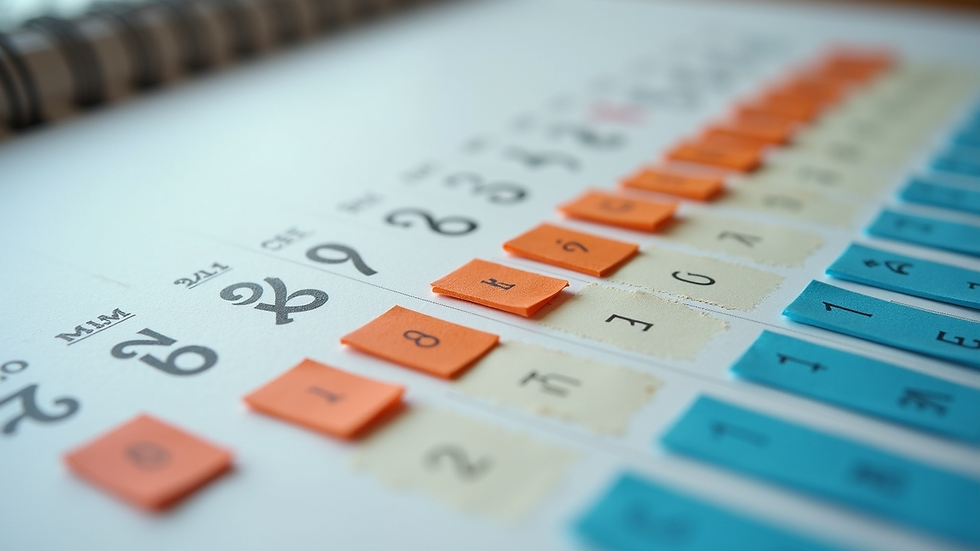 Close-up of a calendar with color-coded time blocks
