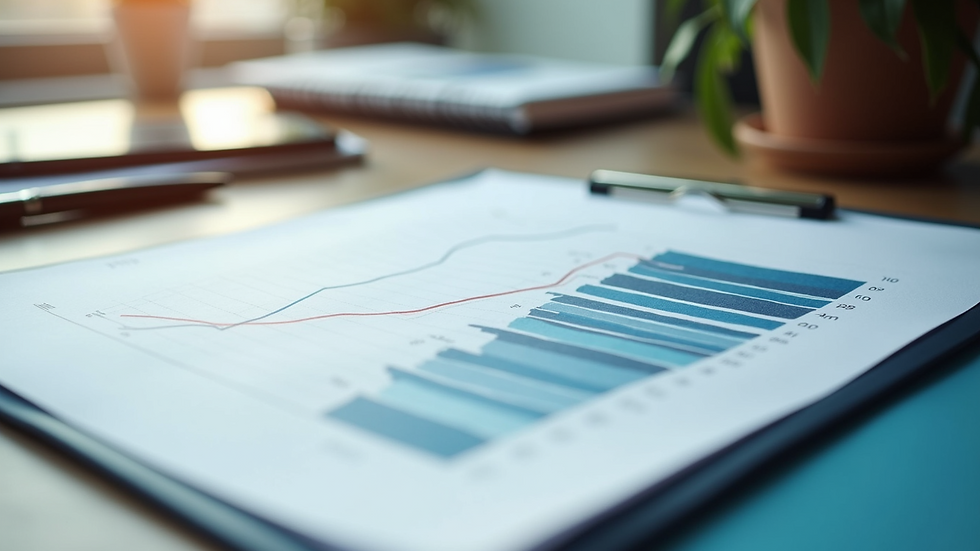 High angle view of a business growth chart on a desk