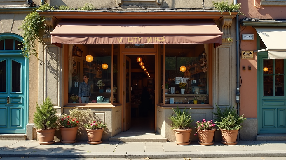 Eye-level view of a small business storefront with a welcoming entrance