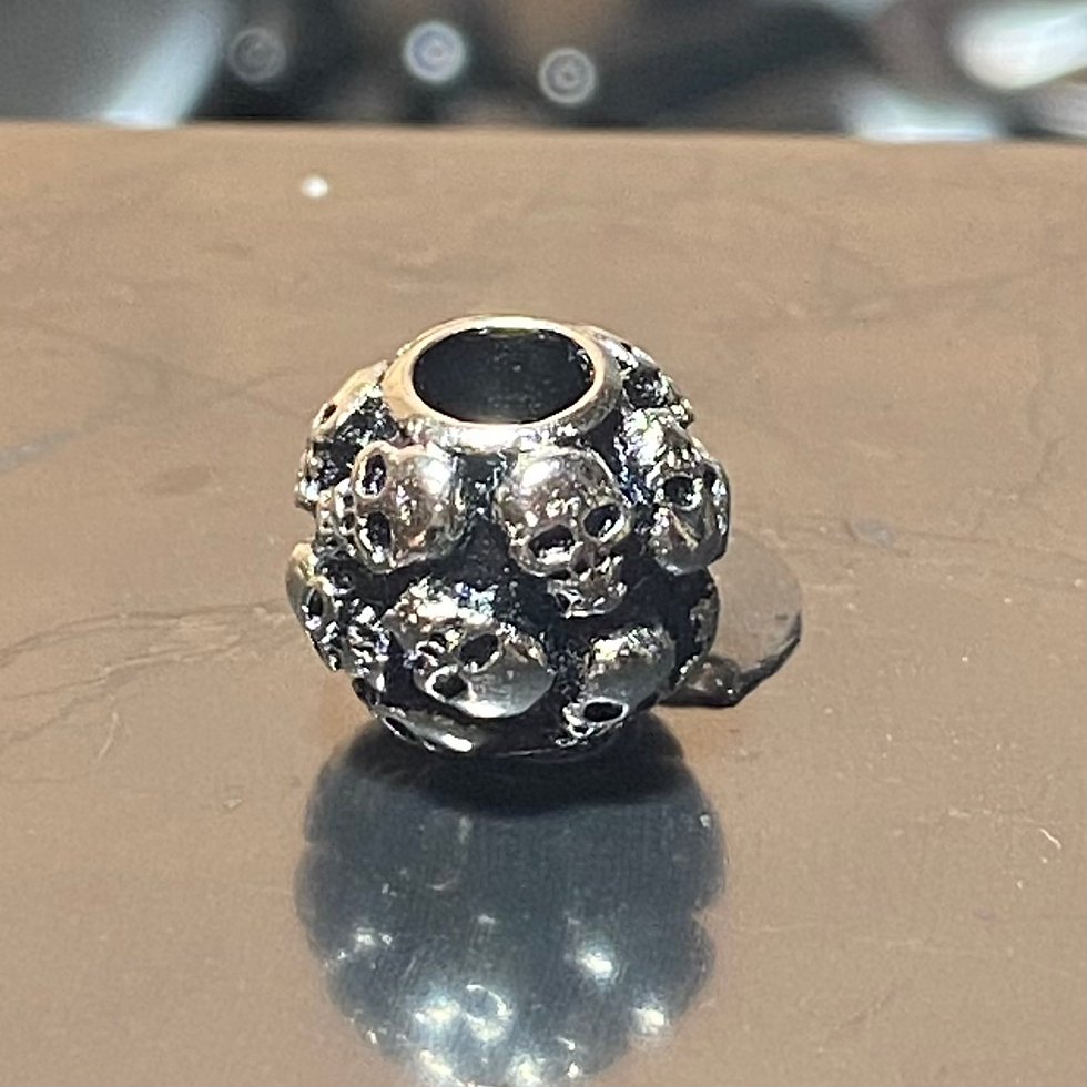 Thumbnail: Shungite And Sterling Silver Bead "Skulls" Bracelet