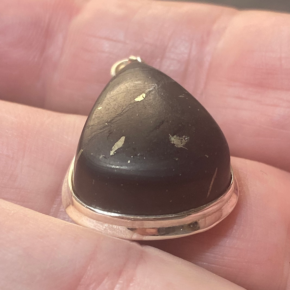 Thumbnail: Shungite Cabochon Set In Sterling Silver - Pear