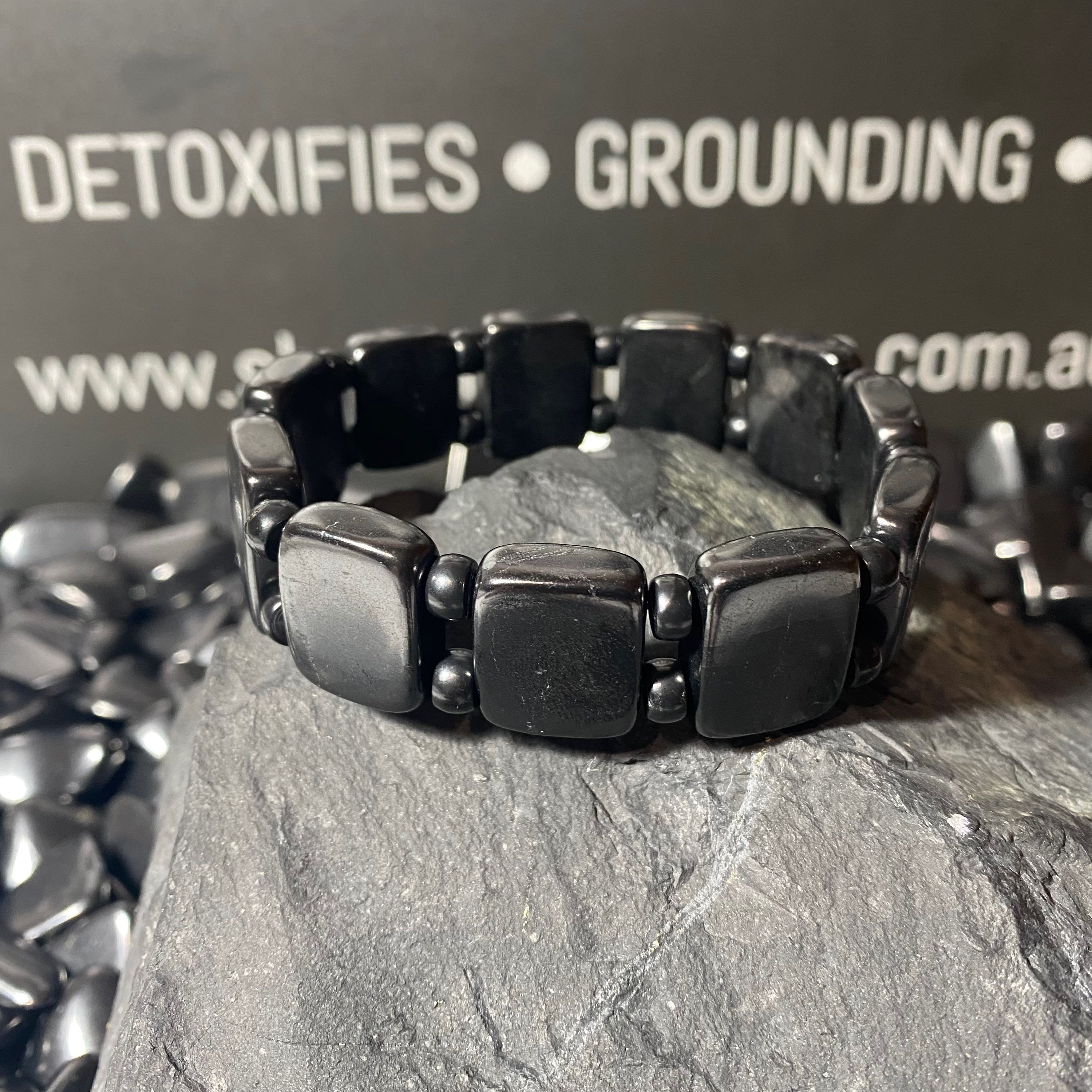 Flat Shungite Bracelet Large - approx. 21cm