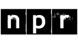 NPR logo in white letters on a black background. National Public Radio.