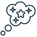 Thought bubble with sparkling stars