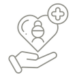 Hand holding a heart with a nutritional therapist icon