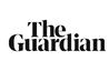 The Guardian logo, black and white text on a solid black background.