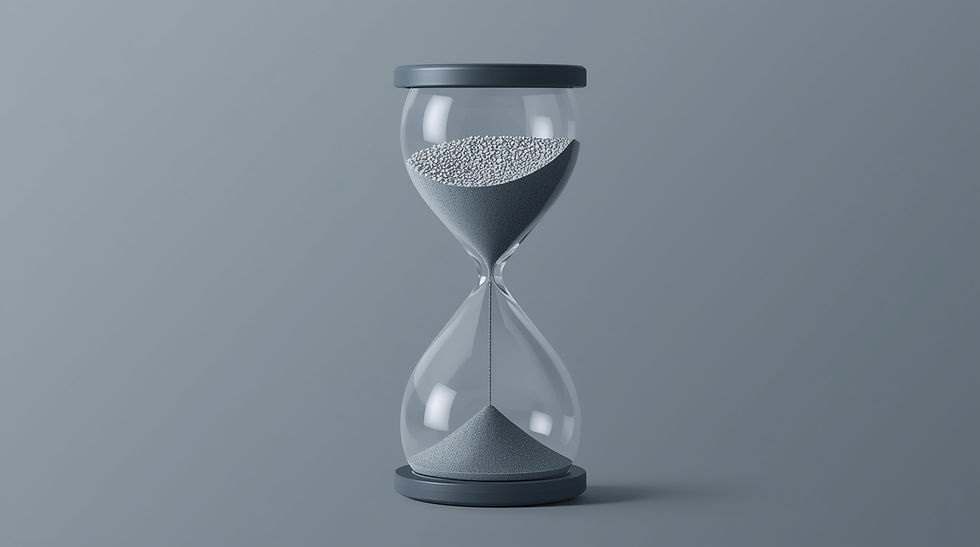 An hourglass where the sand flows slowly on top
