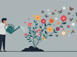 A person using a watering can to water a large plant