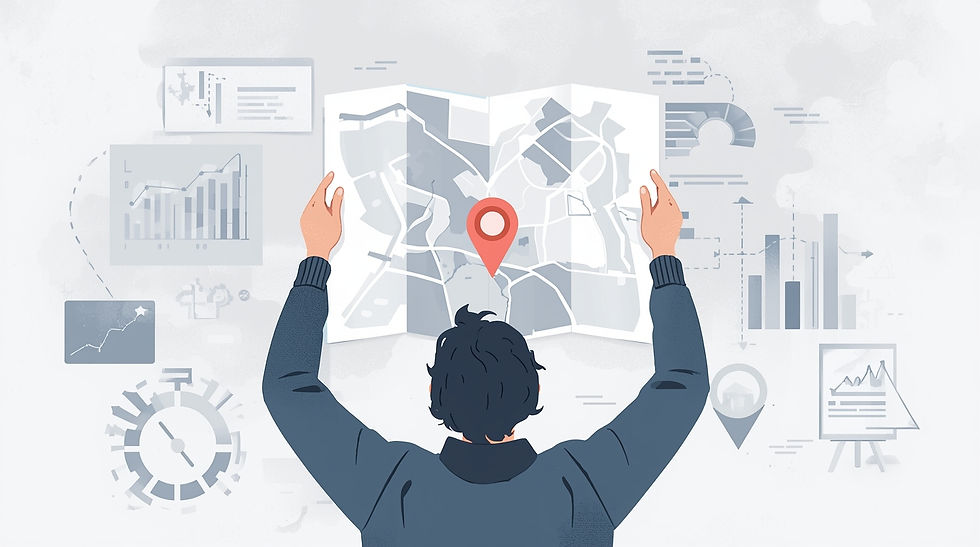 A person trying to read a map upside down