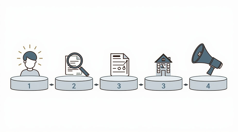 numbered pathway with five stepping stones