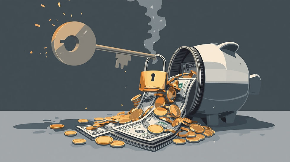 key unlocking a padlock on a piggy bank