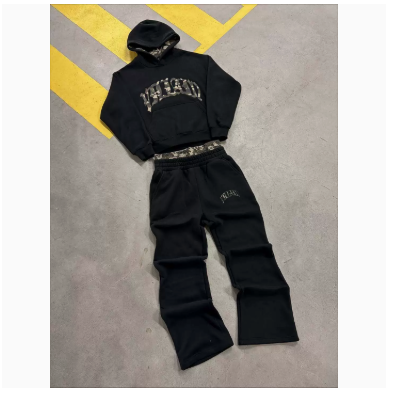 Thumbnail: Streetwear Hooded Sweatshirt Set with Leopard Embroidery