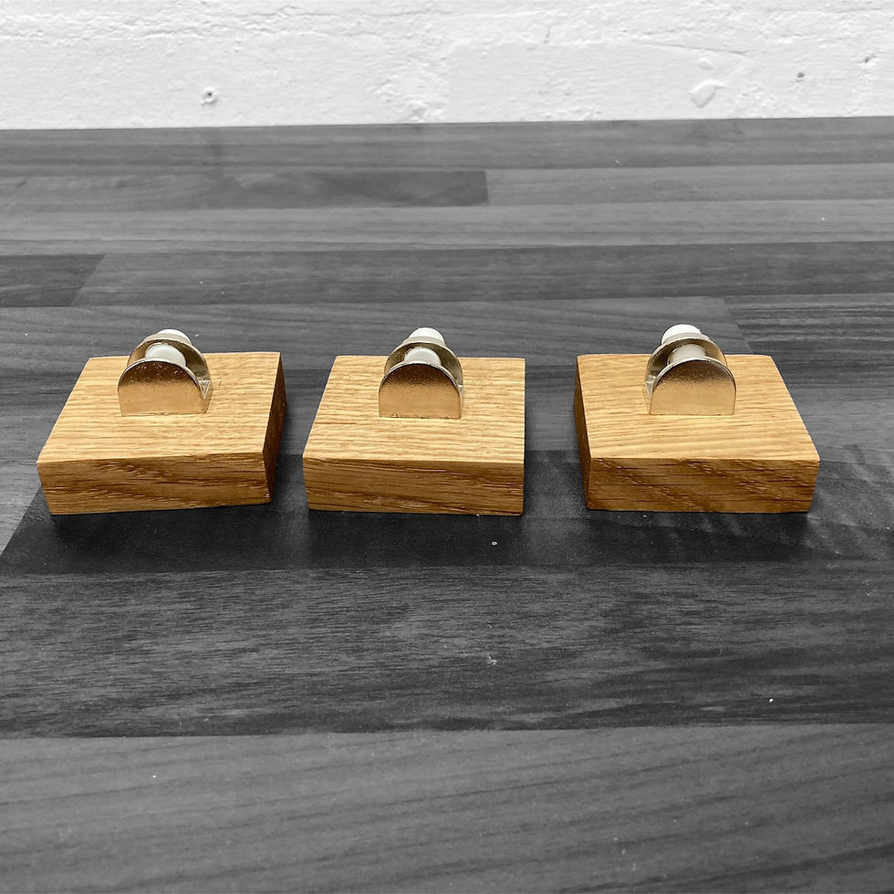 Small Glass display stands made from Oak with Clamp