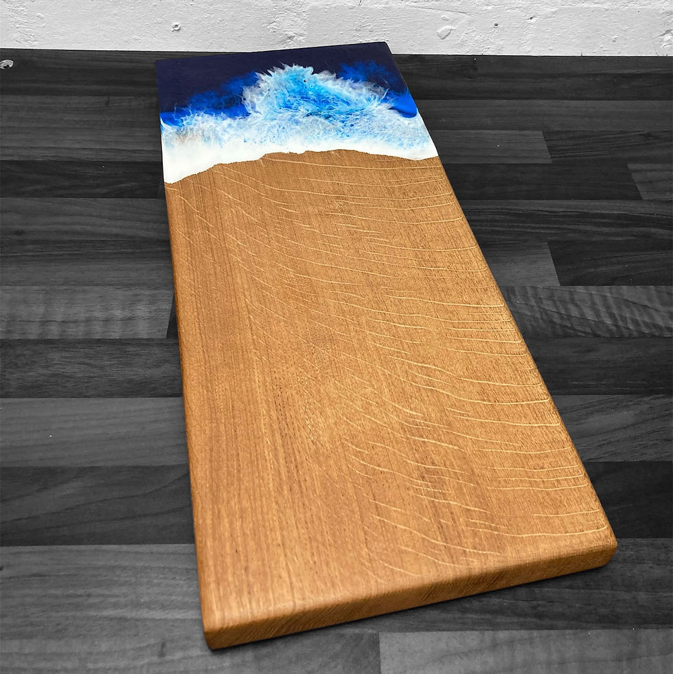 Thumbnail: Oak wave board sea resin platter serving wood epoxy resin ocean water