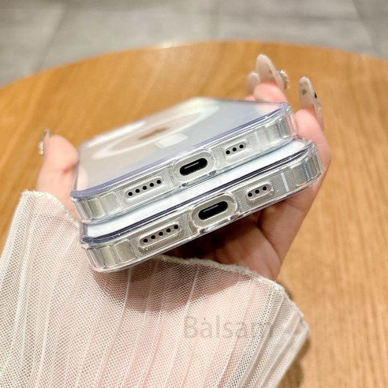 Thumbnail: For Magsafe Magnetic Transparent Phone Case For iphone 16E 15 14 13 12 Mini 11 1