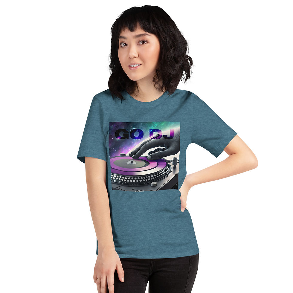 Zaedons Womens T Shirt Bright Tones Go DJ Print