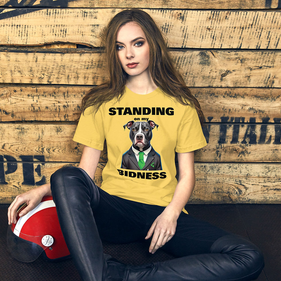 Thumbnail: T Shirts Womens Light Tones Standing on Bidness Print