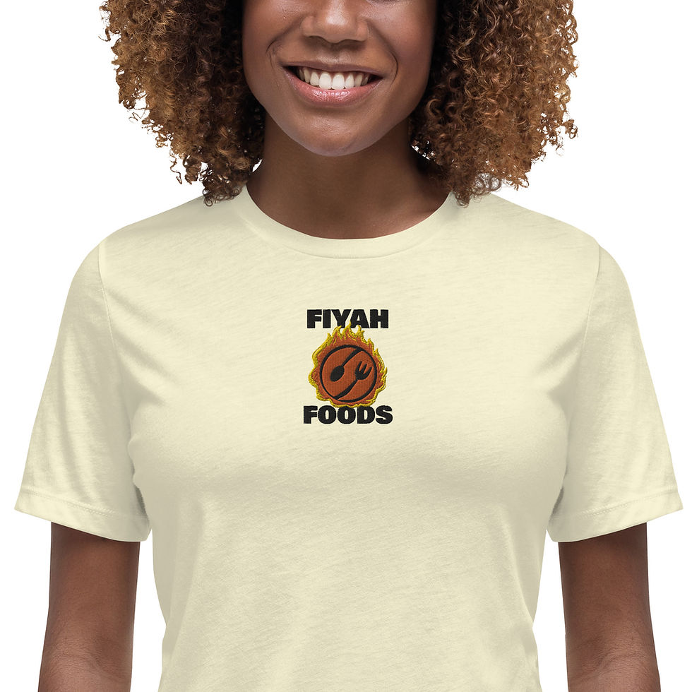 Thumbnail: T Shirts Womens Pastel Relaxed Fiyah Foods Black Embroidery