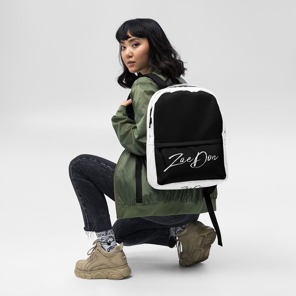 Backpack White Zaedon Logo streetwear laptop bag accessory