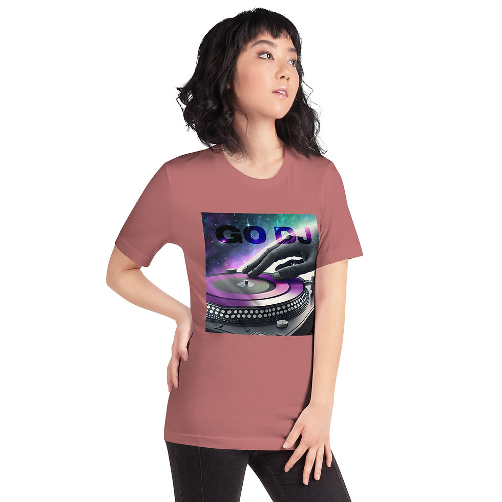 Thumbnail: Zaedons Womens T Shirt Bright Tones Go DJ Print