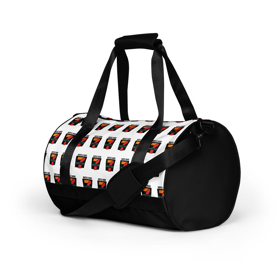 Thumbnail: Zaedons Gym Bag Hustle Hard 24/7 Repeat graphic duffel bag accessory