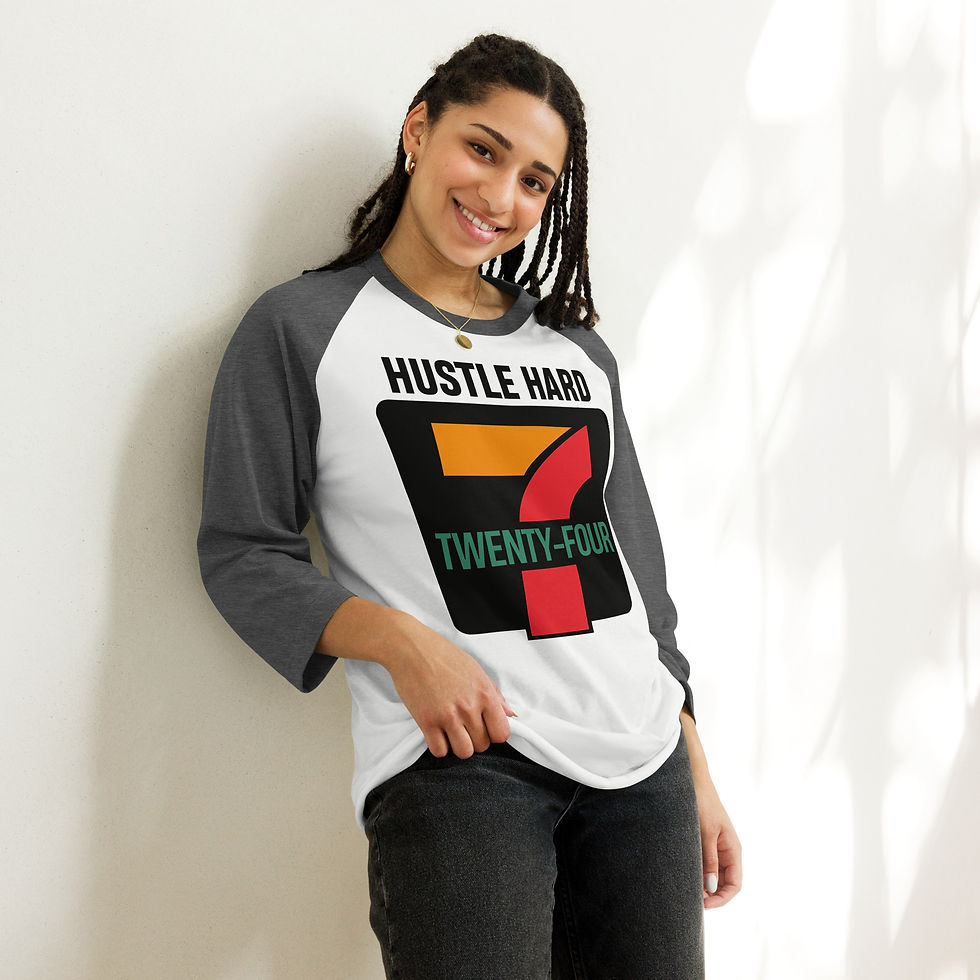 Thumbnail: Zaedons Womens 3 Quarter Sleeve T Shirt Hustle 247 Print