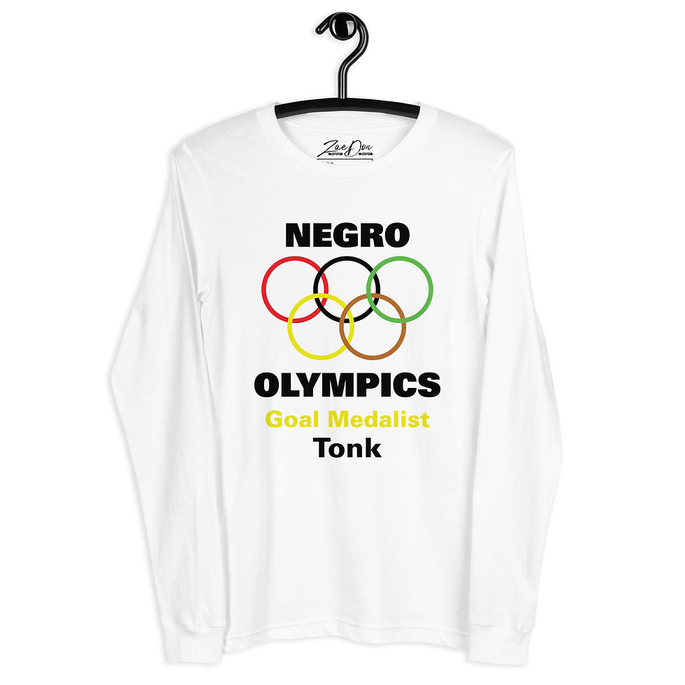 Thumbnail: Zaedons Womens Long Sleeve T Shirt Negro Olympics Tonk Gold Print
