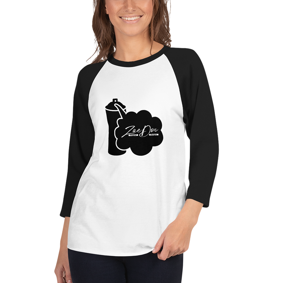 Thumbnail: Zaedons Womens 3 Quarter Sleeve T Shirt White Spray Paint ZaeDon Print