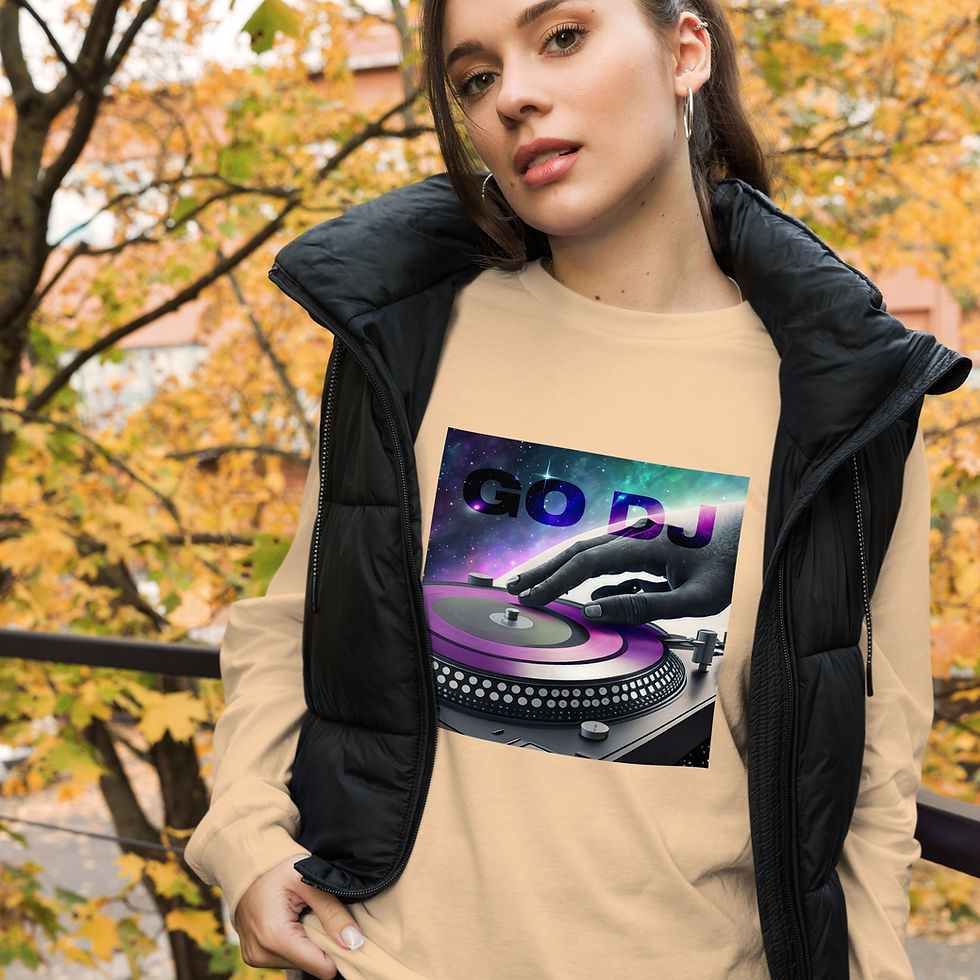 Thumbnail: Zaedons Womens Long Sleeve T Shirt Go DJ Print