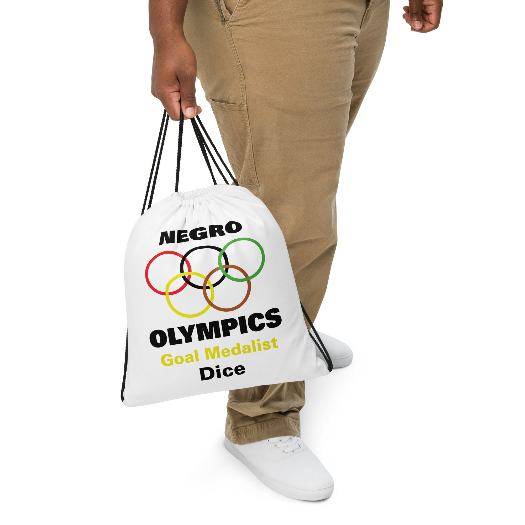Drawstring Backpack Negro Olympics Dice Gold Print cinch bag streetwear accessory