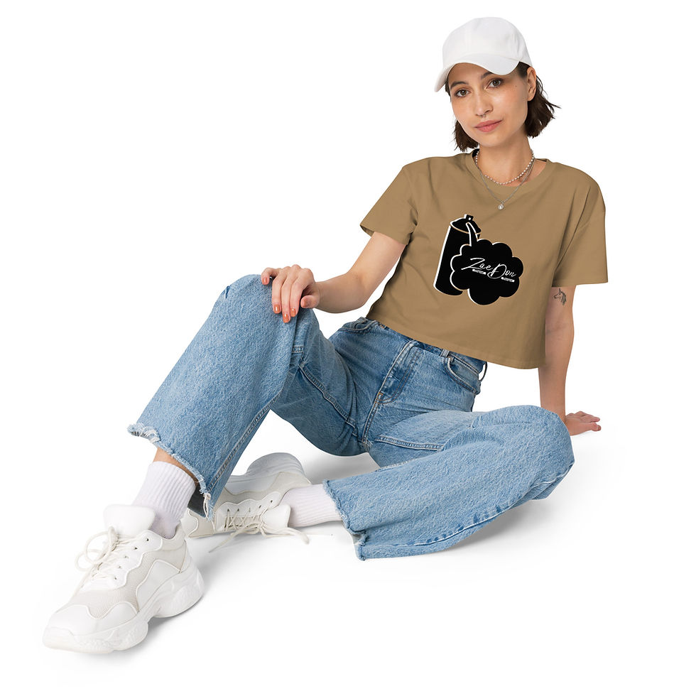 Thumbnail: Zaedons Womens Crop Top Spray Paint Darks ZaeDon White Print